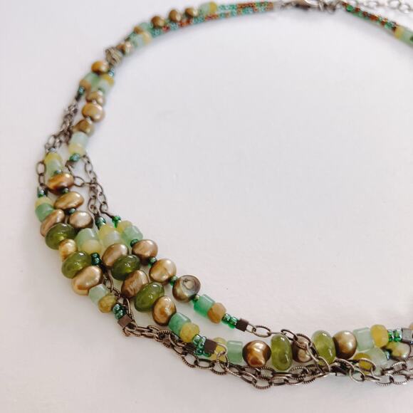 Silpada N1683 Sterling Silver Green Pearl Adventurine Jade Multi-Strand Necklace - Picture 8 of 11